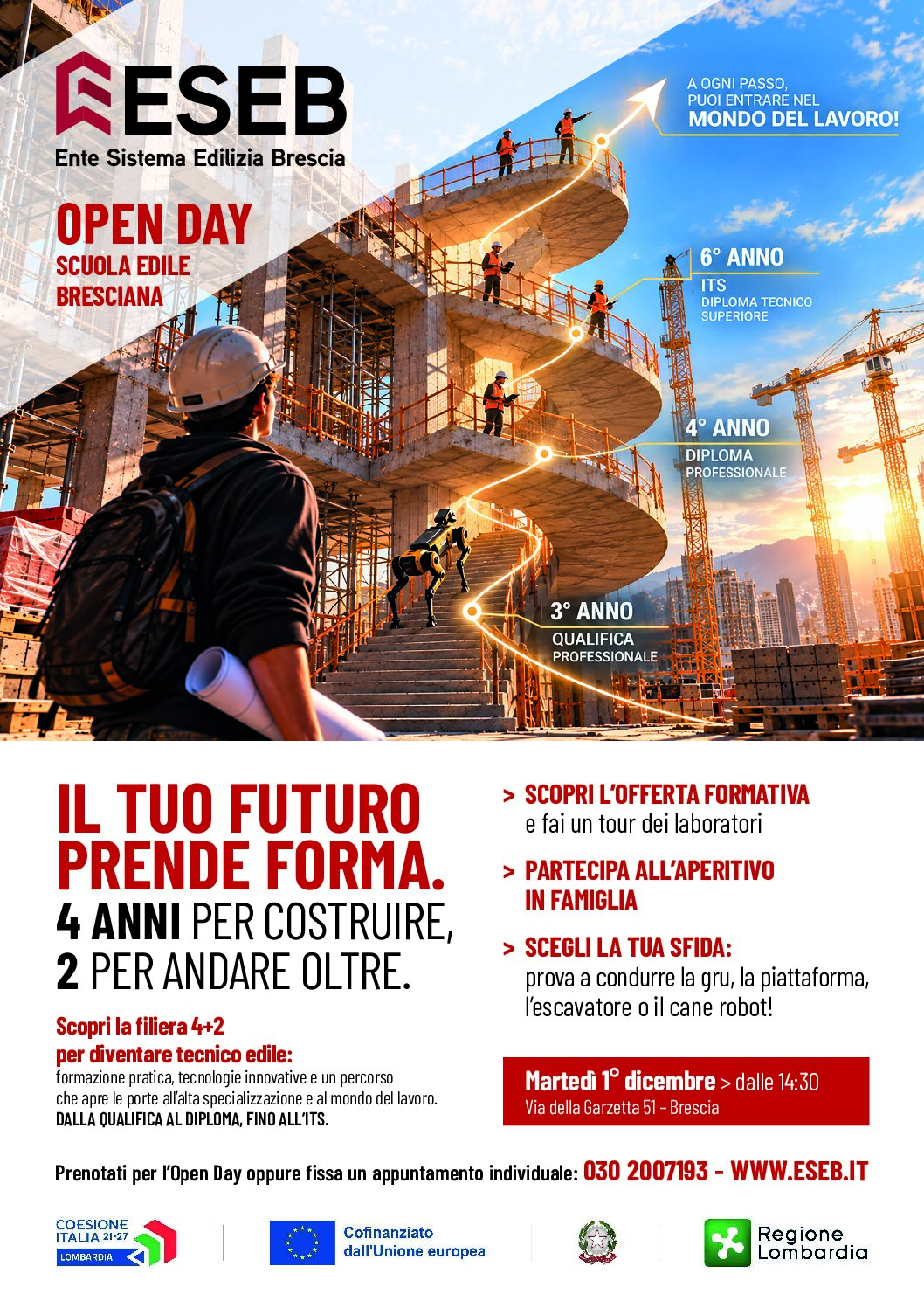 Locandina Open Day Scuola Edile Bresciana - martedì 1° dicembre